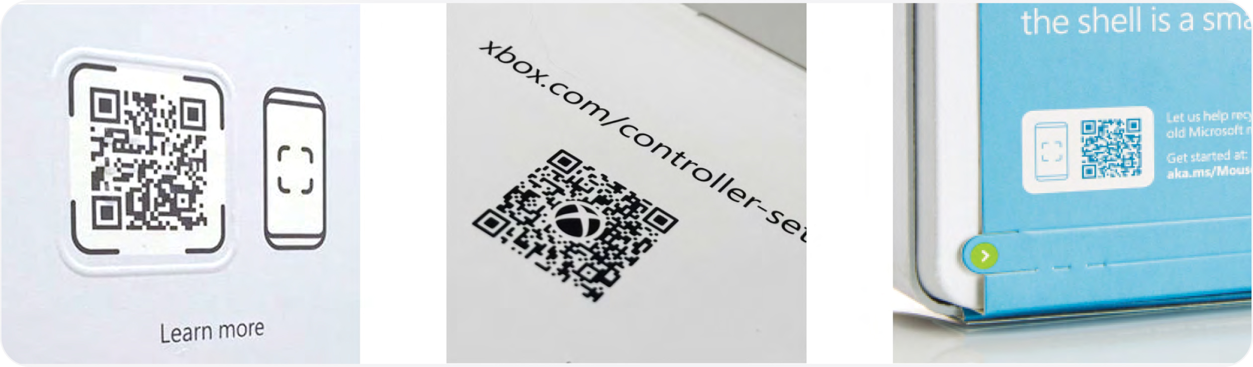 Examples of QR codes on Microsoft packaging.