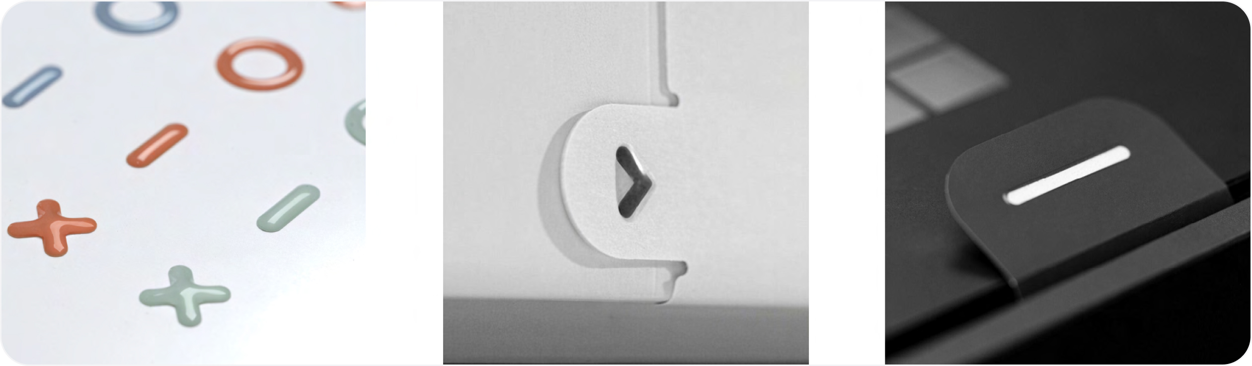 xamples of tactile elements from Microsoft packaging and products